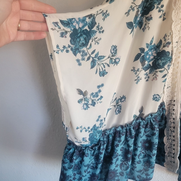 Stella Tweed Floral Print Open Front Kimono Sleeve Cardigan Womens One Size - Picture 4 of 6